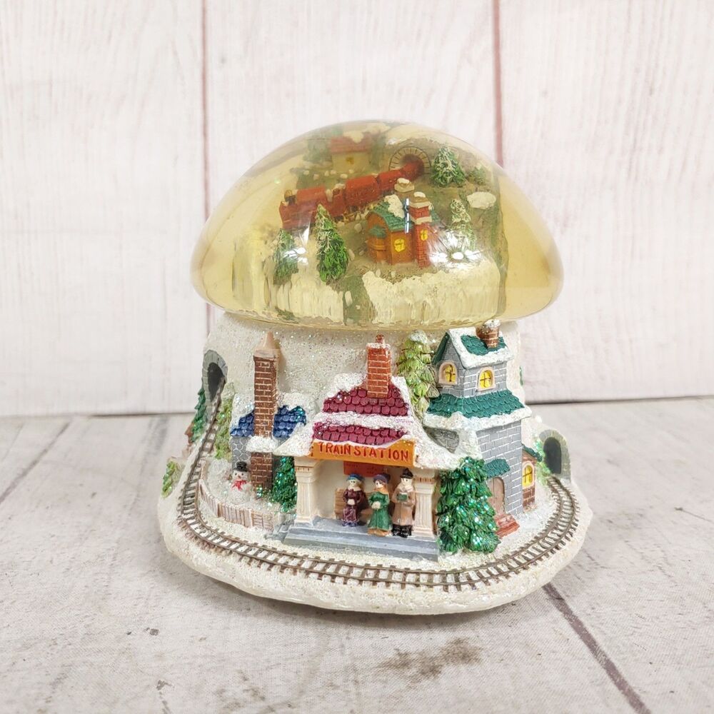 San Francisco Music Box Train Station Snow Globe I'll Be Home For Christmas USED